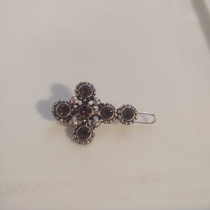 Purple and silver cross hair pin